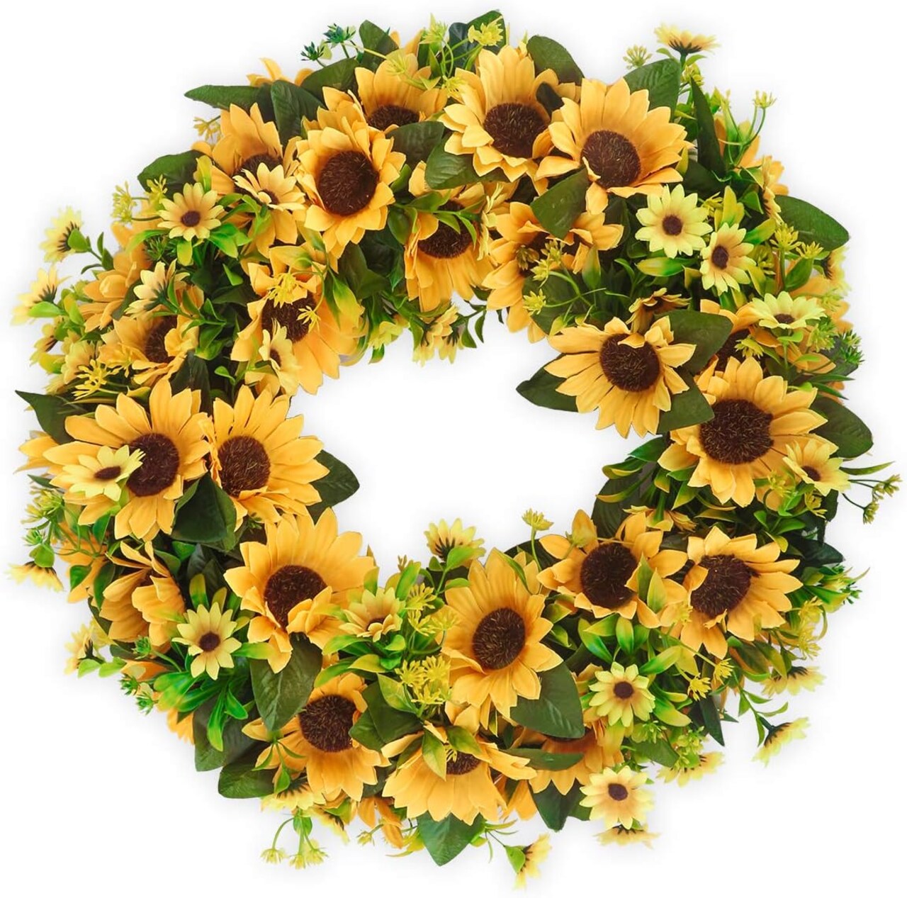 Artificial Sunflower Wreath 20 Inch Summer Fall Large Wreaths Springtime